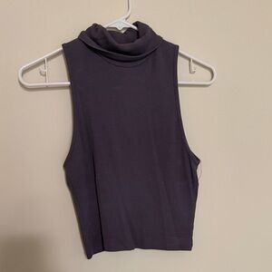 Zara Sleeveless Cropped Turtleneck - Deep Plum